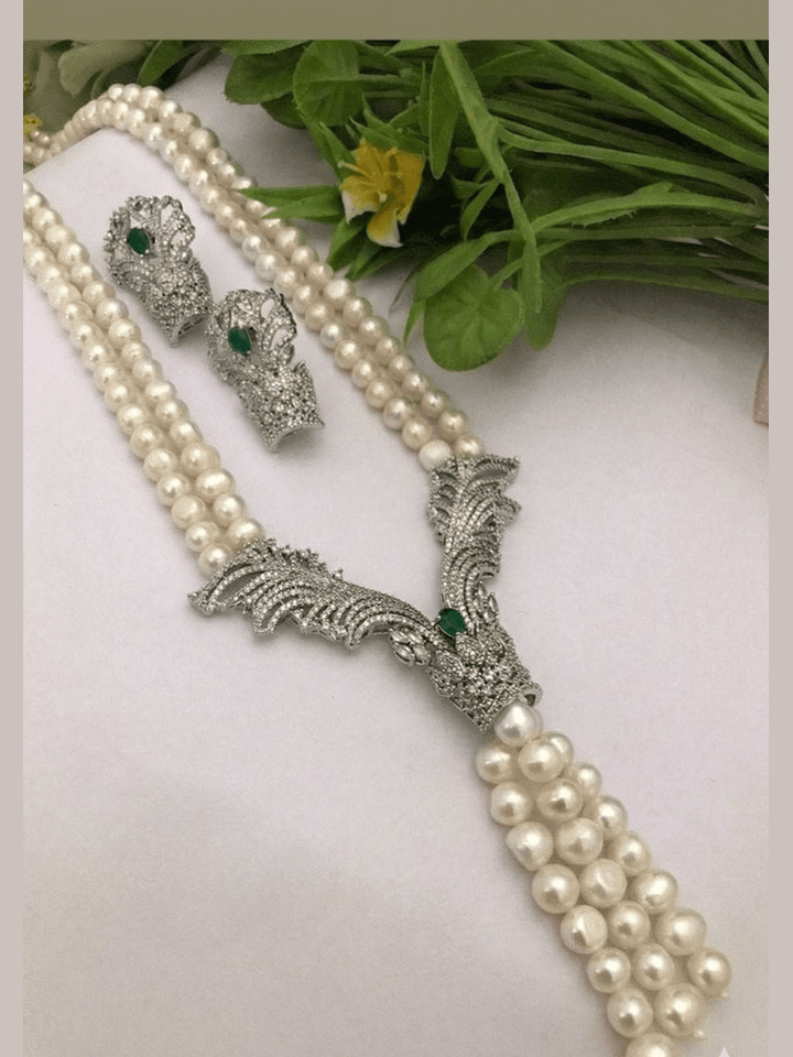 Aganya kreation jewelry Sets Parineeta Divine Wing Real Pearl Necklace Set