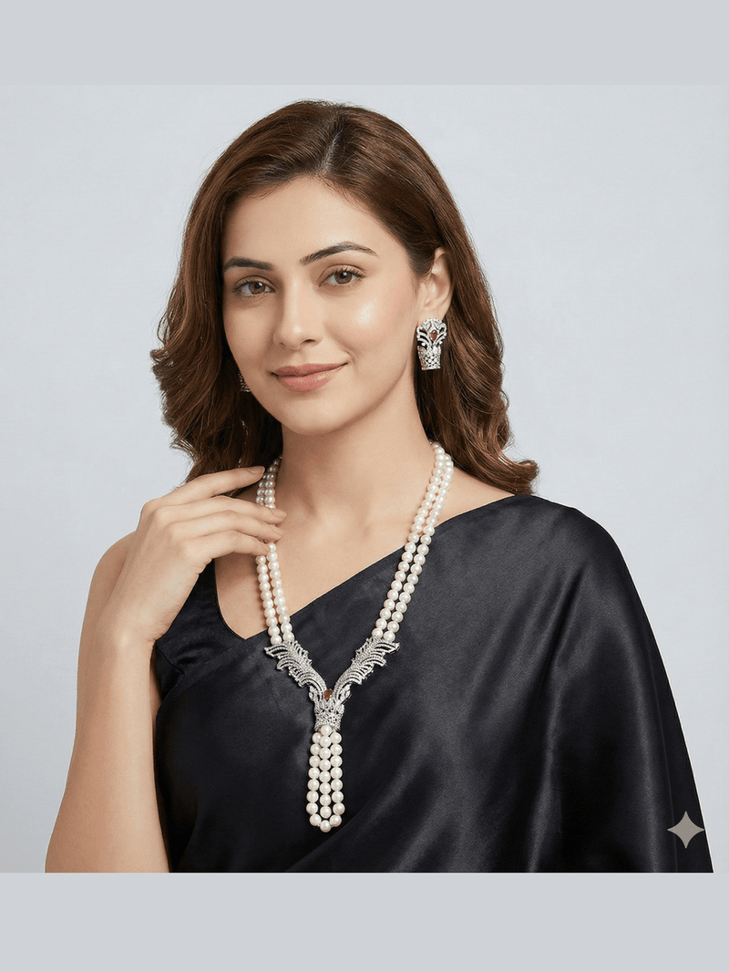 Aganya kreation jewelry Sets Parineeta Divine Wing Real Pearl Necklace Set