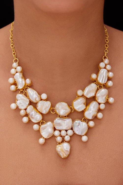 Aganya kreation jewelry Sets Parthivi Real Pearl Set - Elegant Handcrafted Jewelry