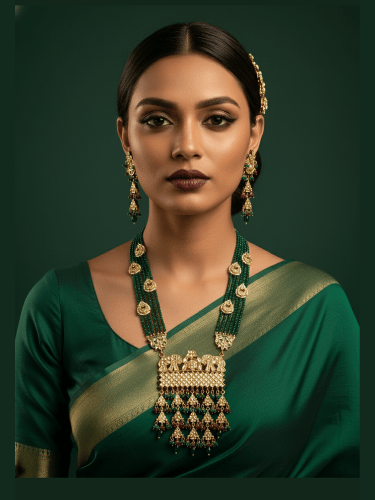 Aganya kreation jewelry Sets Pranshi Long Kundan Set - Elegant Jadtar Jewelry