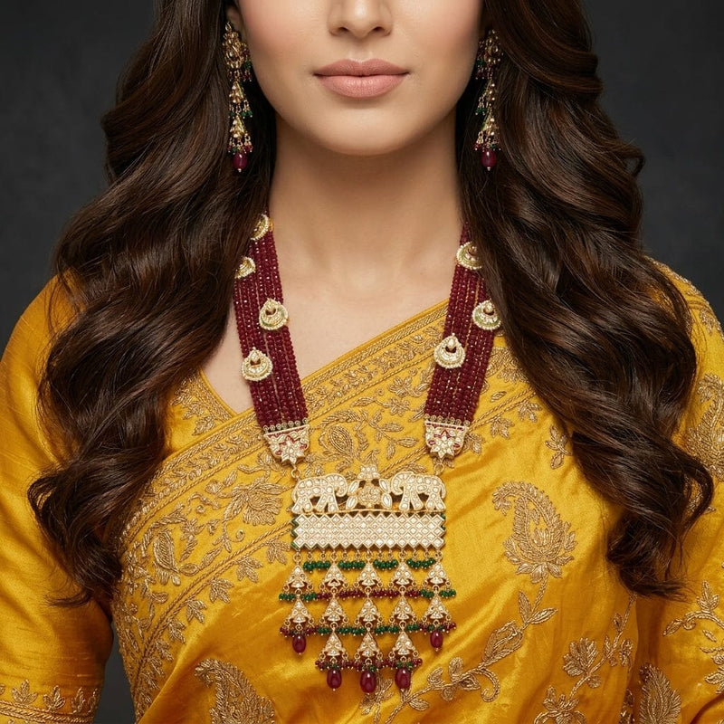 Aganya kreation jewelry Sets Pranshi Long Kundan Set - Elegant Jadtar Jewelry