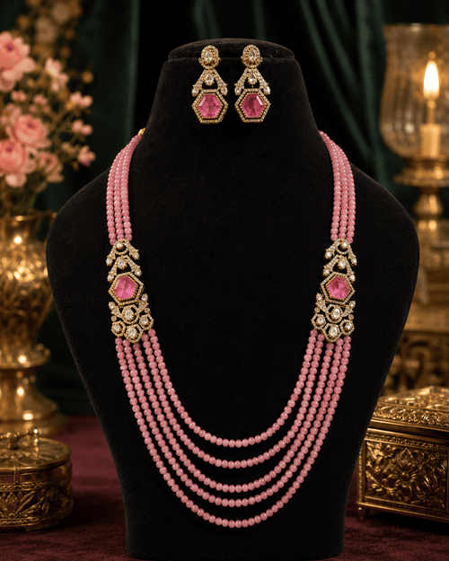 Aganya kreation jewelry Sets Rajwada Polki Kundan  & Doublet Stone Designer Jewellery Set For Women Pink