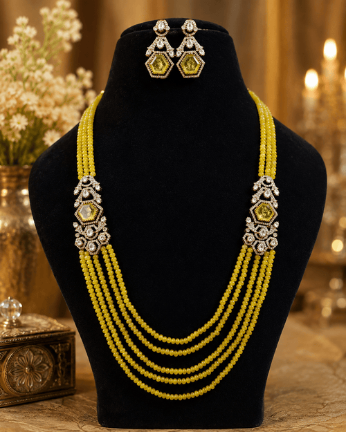 Aganya kreation jewelry Sets Rajwada Polki Kundan  & Doublet Stone Designer Jewellery Set For Women Yellow