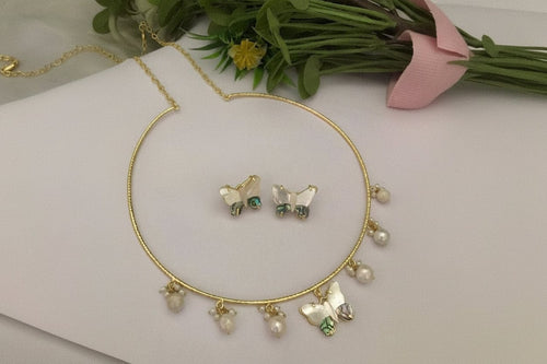 Aganya kreation jewelry Sets Real Mother Pearl Aravali Hasli Set - Elegant Ethnic Jewelry 1