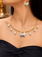 Aganya kreation jewelry Sets Real Mother Pearl Aravali Hasli Set - Elegant Ethnic Jewelry