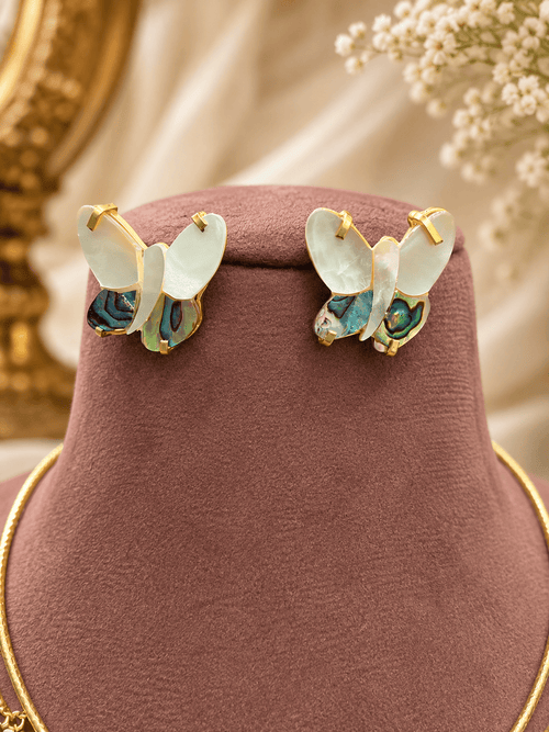Aganya kreation jewelry Sets Real Mother Pearl Aravali Hasli Set - Elegant Ethnic Jewelry