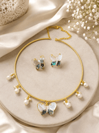 Aganya kreation jewelry Sets Real Mother Pearl Aravali Hasli Set - Elegant Ethnic Jewelry
