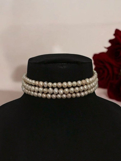 Aganya kreation jewelry Sets Real Pearl Banhi Set - Elegant Handcrafted Jewelry Light Peach