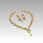 Aganya kreation jewelry Sets Real Pearl Damini Sleek Set - Elegant Brass Jewelry