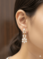 Aganya kreation jewelry Sets Real Pearl Gaurangi Flower Design Sleek Set - Aganya Kreation