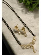 Aganya kreation jewelry Sets Real Pearl Kamakhaya Mangalsutra - Elegant Brass Jewelry Satin white