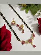 Aganya kreation jewelry Sets Real Pearl Kamakhaya Mangalsutra - Elegant Brass Jewelry Red and white