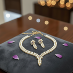 Aganya kreation jewelry Sets Real Pearl Kavitra Set - Elegant Brass Jewelry White with purple stone