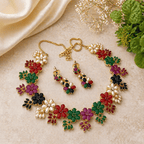 Aganya kreation jewelry Sets Real Pearl Malini Sleek Set - Elegant Brass Jewelry