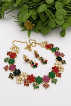Aganya kreation jewelry Sets Real Pearl Malini Sleek Set - Elegant Brass Jewelry