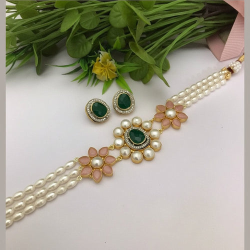 Aganya kreation jewelry Sets Real Pearl Paulmi Set - Elegant Handcrafted Jewelry