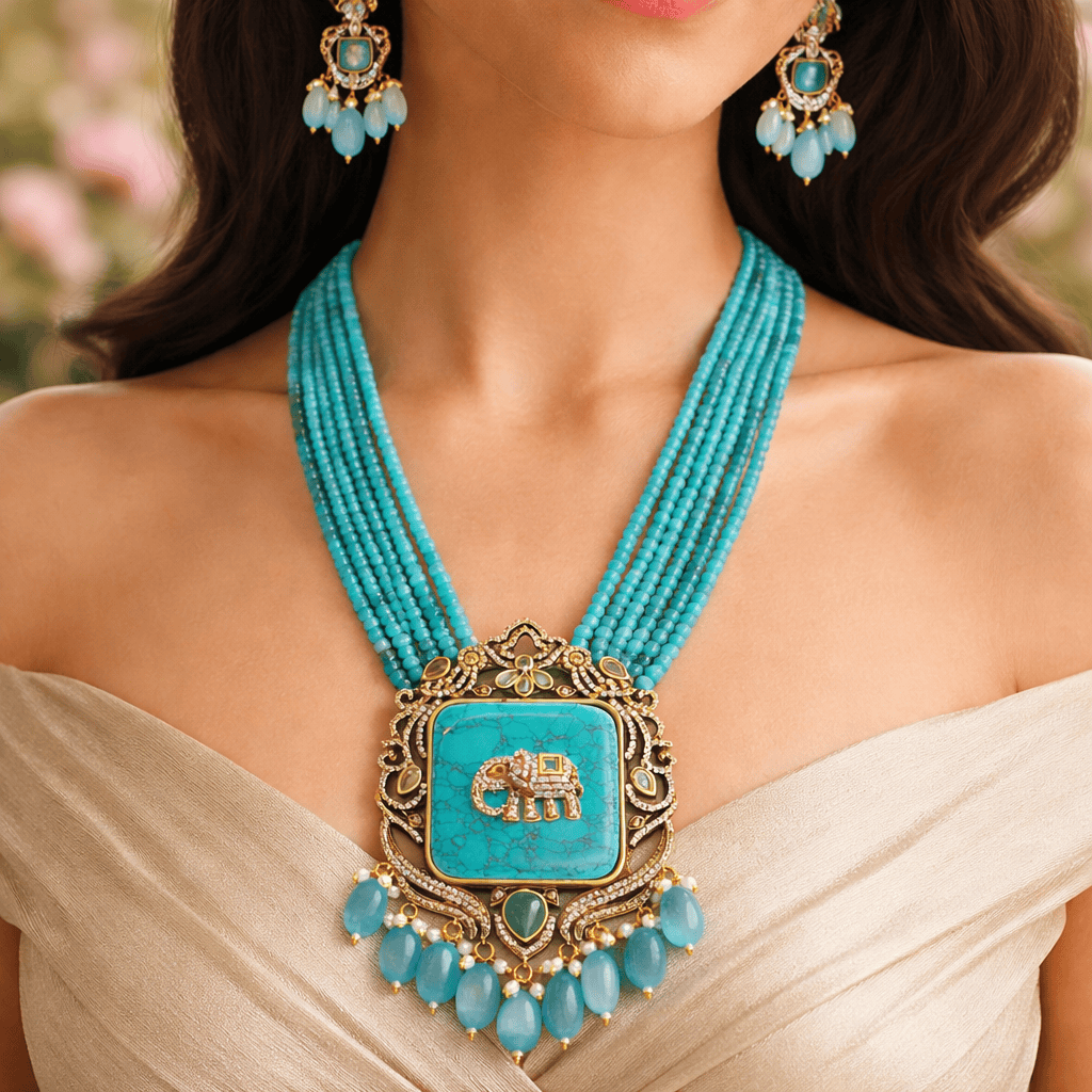 Aganya kreation jewelry Sets Revti Kundan Semi Precious Set - Elegant Ethnic Jewelry