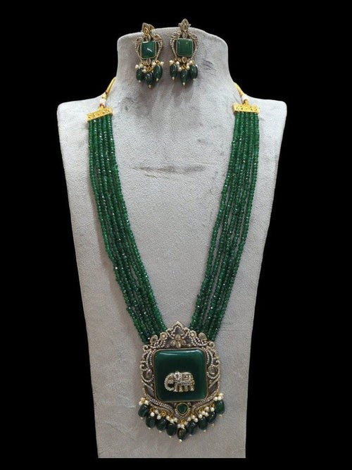 Aganya kreation jewelry Sets Revti Kundan Semi Precious Set - Elegant Ethnic Jewelry Dark green