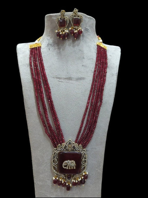 Aganya kreation jewelry Sets Revti Kundan Semi Precious Set - Elegant Ethnic Jewelry Dark red
