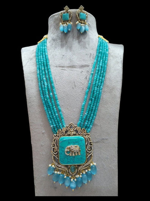 Aganya kreation jewelry Sets Revti Kundan Semi Precious Set - Elegant Ethnic Jewelry Sky blue