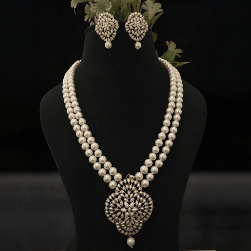 Aganya kreation jewelry Sets Rhea Real Pearl Set - Elegant Brass Jewelry for Every Occasion
