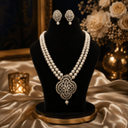 Aganya kreation jewelry Sets Rhea Real Pearl Set - Elegant Brass Jewelry for Every Occasion