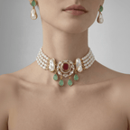 Aganya kreation jewelry Sets Rhythm Real Pearl Choker Set - Elegant & Timeless Jewelry