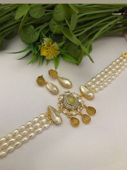 Aganya kreation jewelry Sets Rhythm Real Pearl Choker Set - Elegant & Timeless Jewelry Style 2