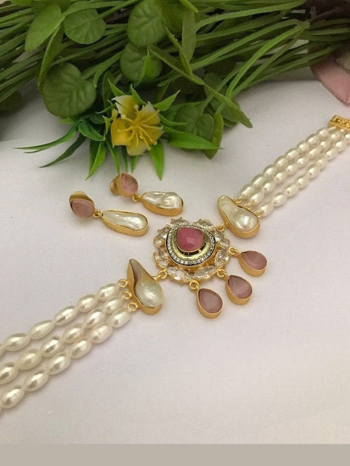 Aganya kreation jewelry Sets Rhythm Real Pearl Choker Set - Elegant & Timeless Jewelry Style 4