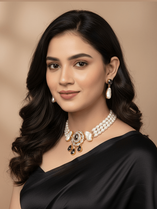Aganya kreation jewelry Sets Rhythm Real Pearl Choker Set - Elegant & Timeless Jewelry Style 1