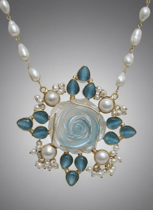 Aganya kreation jewelry Sets Rishika Real Pearl Set - Elegant Brass Jewelry