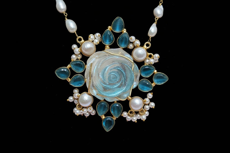 Aganya kreation jewelry Sets Rishika Real Pearl Set - Elegant Brass Jewelry