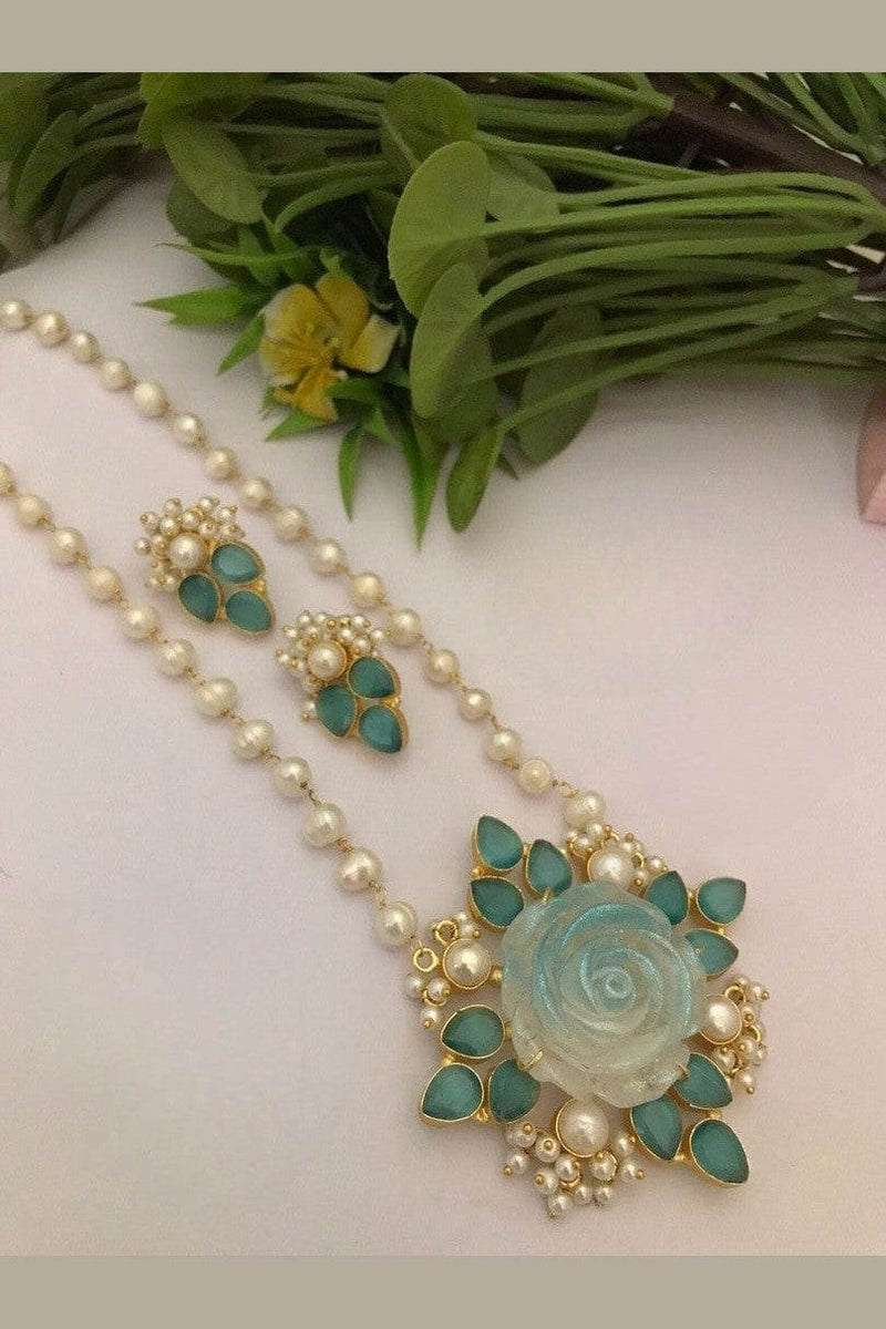 Aganya kreation jewelry Sets Rishika Real Pearl Set - Elegant Brass Jewelry