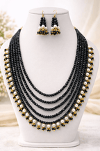 Aganya kreation jewelry Sets Royal Onyx Multi-Layer Beaded Pearl Necklace Set