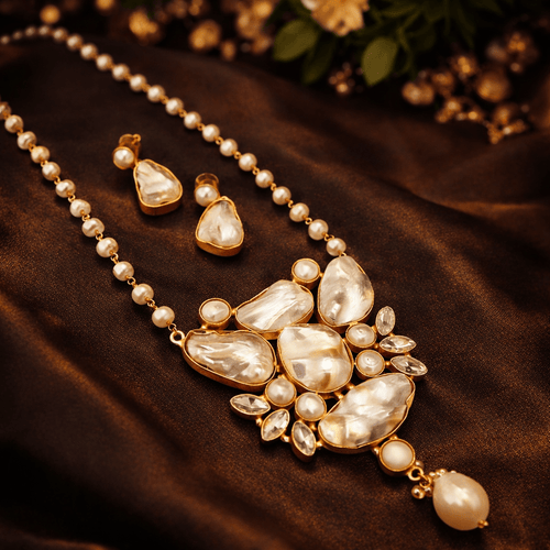 Aganya kreation jewelry Sets Ruchika Real Pearl Set - Elegant Handcrafted Jewelry