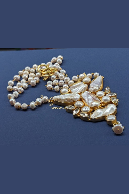 Aganya kreation jewelry Sets Ruchika Real Pearl Set - Elegant Handcrafted Jewelry