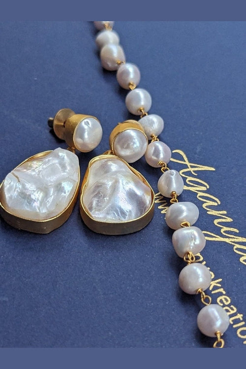 Aganya kreation jewelry Sets Ruchika Real Pearl Set - Elegant Handcrafted Jewelry