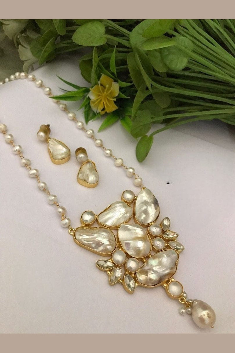 Aganya kreation jewelry Sets Ruchika Real Pearl Set - Elegant Handcrafted Jewelry