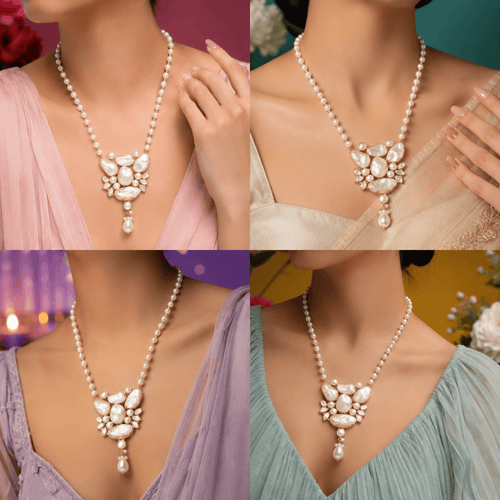 Aganya kreation jewelry Sets Ruchika Real Pearl Set - Elegant Handcrafted Jewelry