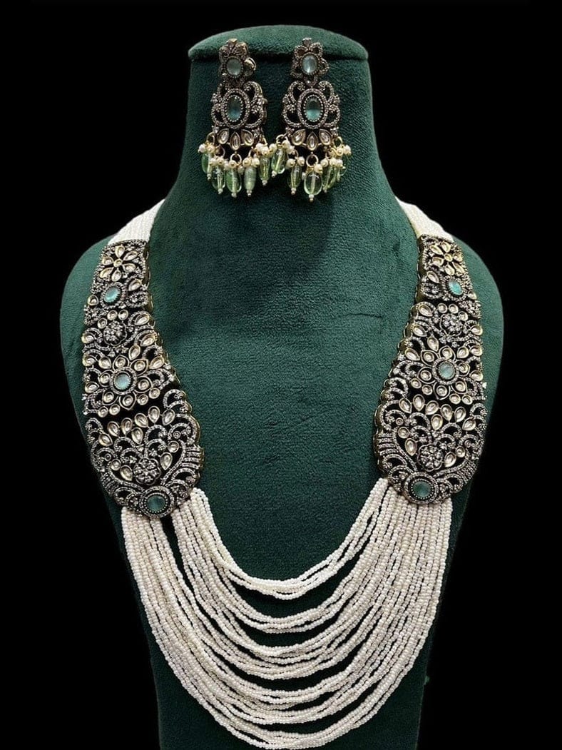 Aganya kreation jewelry Sets Rudrani Set - Exquisite Ethnic Jewelry for Weddings & Parties Mint green