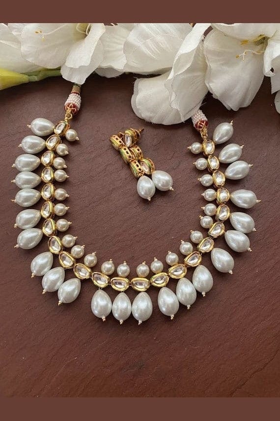 Aganya kreation jewelry Sets Sasha Shell Pearl Set - Elegant Ethnic & Western Jewelry at Aganya Kreation