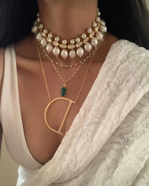 Aganya kreation jewelry Sets Sasha Shell Pearl Set - Elegant Ethnic & Western Jewelry at Aganya Kreation