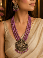 Aganya kreation jewelry Sets Sayali Jagganath Set - Exquisite Handcrafted Kundan Jewelry Rani pink semi precious onyx beads