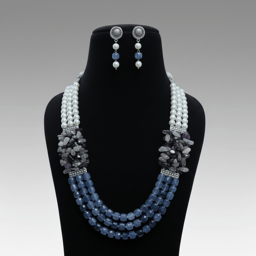 Aganya kreation jewelry Sets Semi Precious Digambari Mala Set - Unique Natural Stone Jewelry