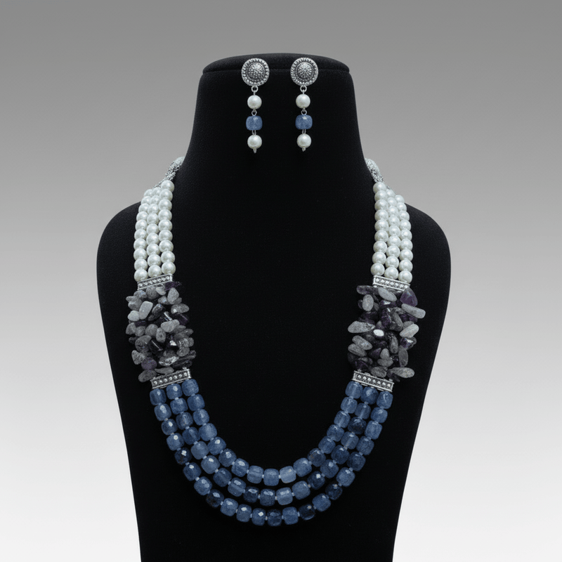 Aganya kreation jewelry Sets Semi Precious Digambari Mala Set - Unique Natural Stone Jewelry