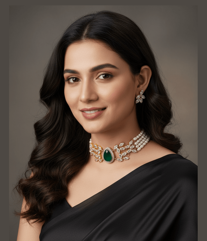 Aganya kreation jewelry Sets Shanika Real Pearl Choker Set - Elegant & Timeless Jewelry 1