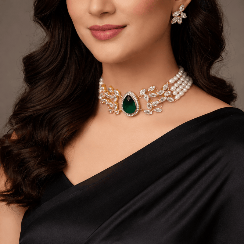 Aganya kreation jewelry Sets Shanika Real Pearl Choker Set - Elegant & Timeless Jewelry
