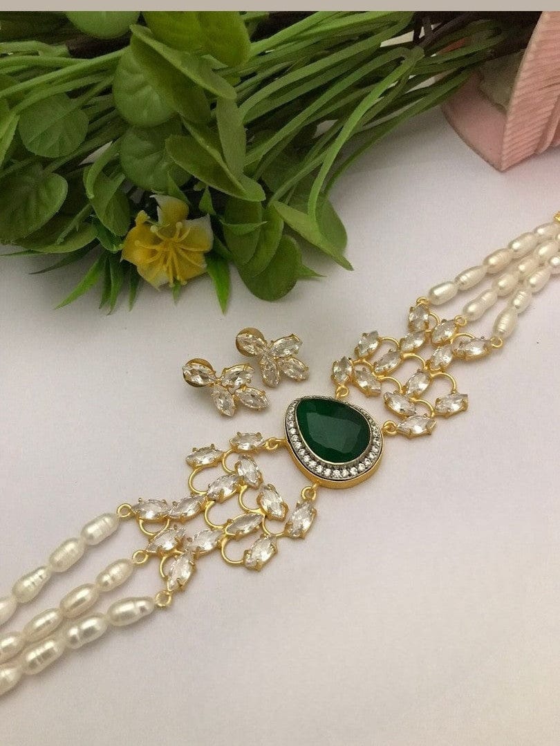 Aganya kreation jewelry Sets Shanika Real Pearl Choker Set - Elegant & Timeless Jewelry