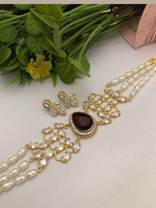 Aganya kreation jewelry Sets Shanika Real Pearl Choker Set - Elegant & Timeless Jewelry 2