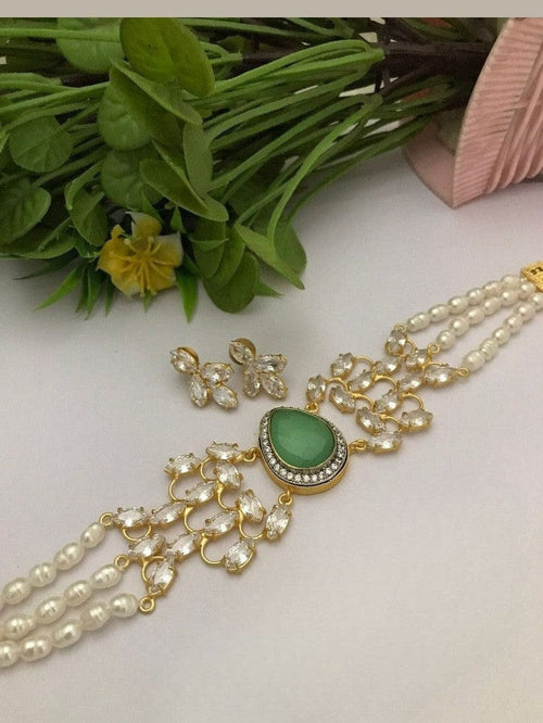 Aganya kreation jewelry Sets Shanika Real Pearl Choker Set - Elegant & Timeless Jewelry 3